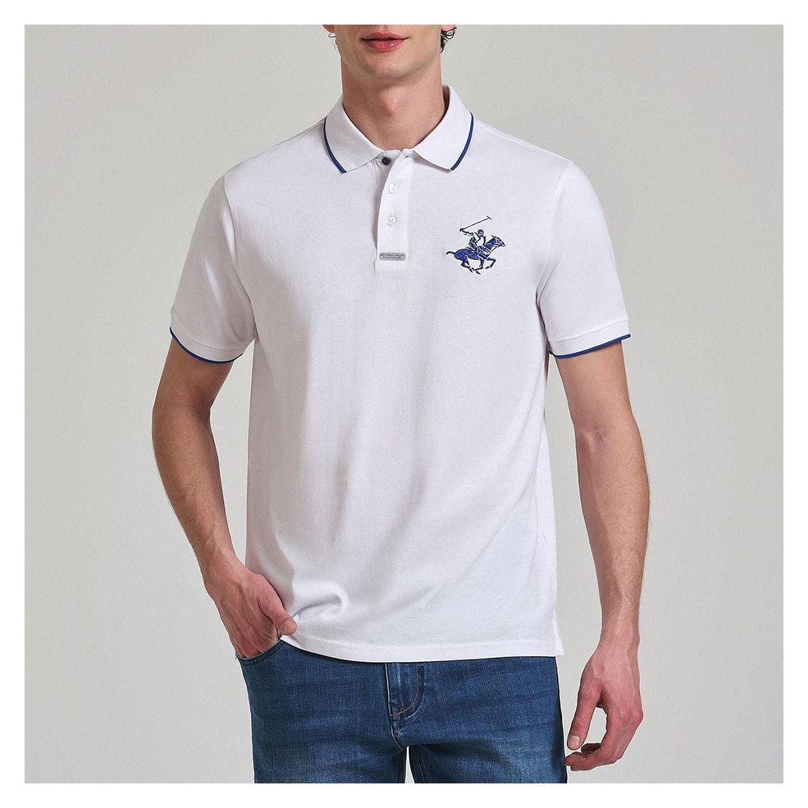 White Tipped Pony Cotton Polo Shirt main product photo