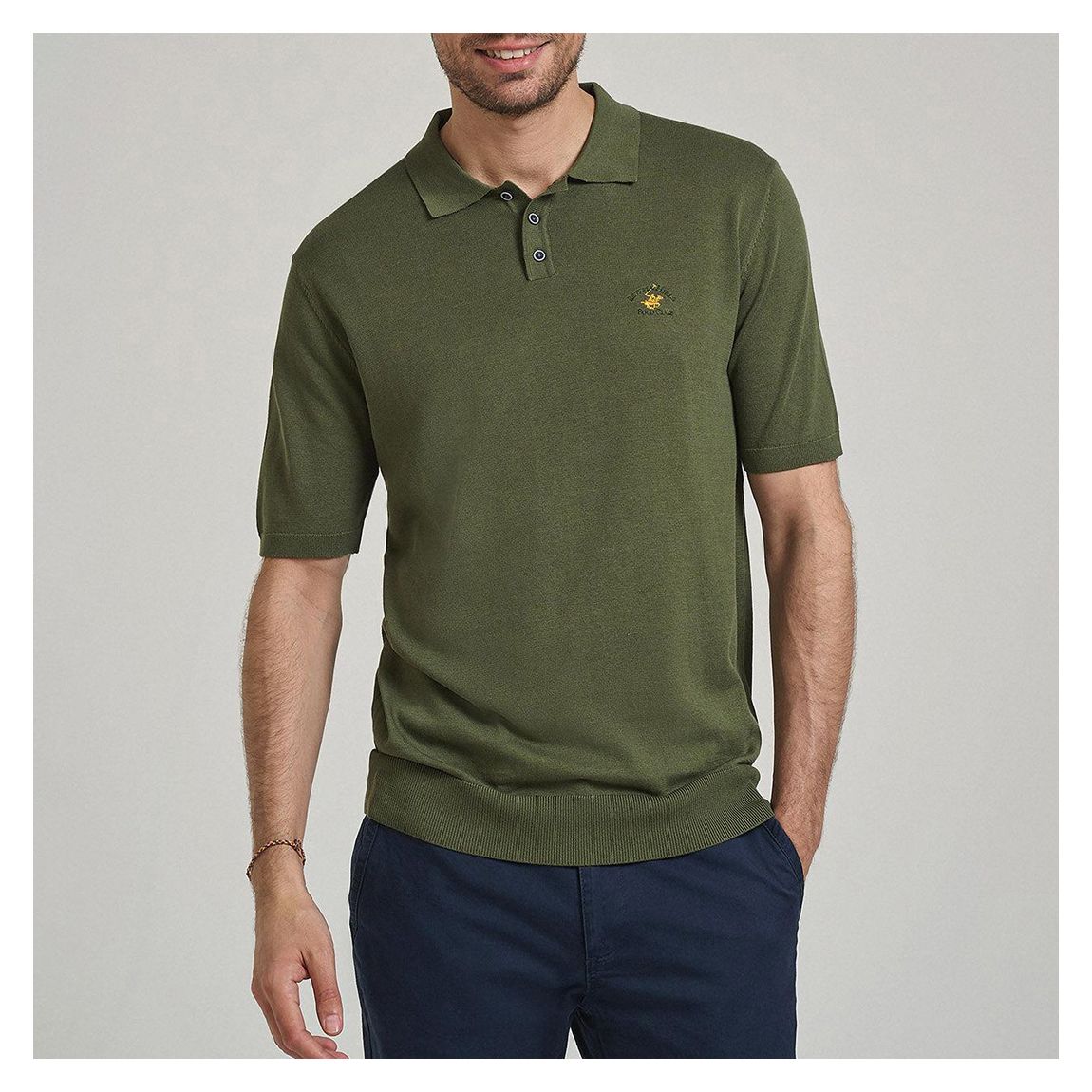 Khaki Knit Cotton Polo Shirt main product photo