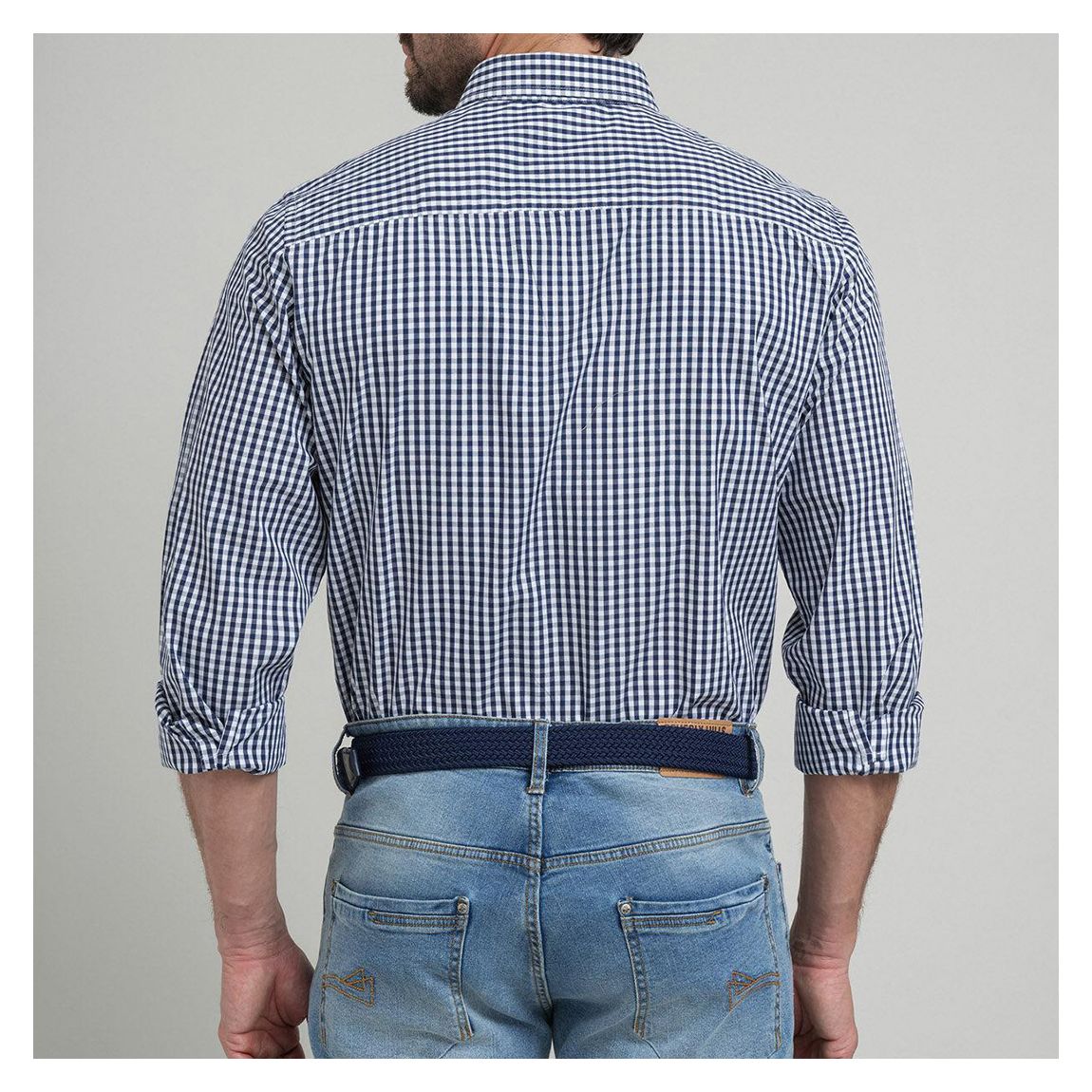 Navy Check Button Down Cotton Shirt main product photo