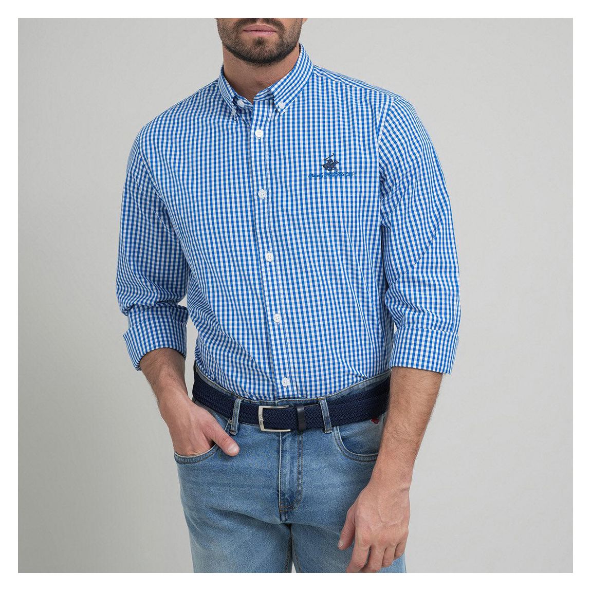 Blue Polo Pony Button Down Check Shirt main product photo