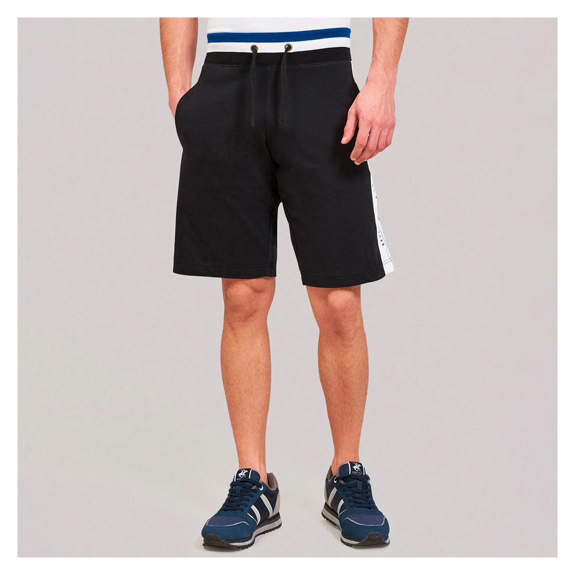 Black Contrast Stripe Fleece Shorts main product photo