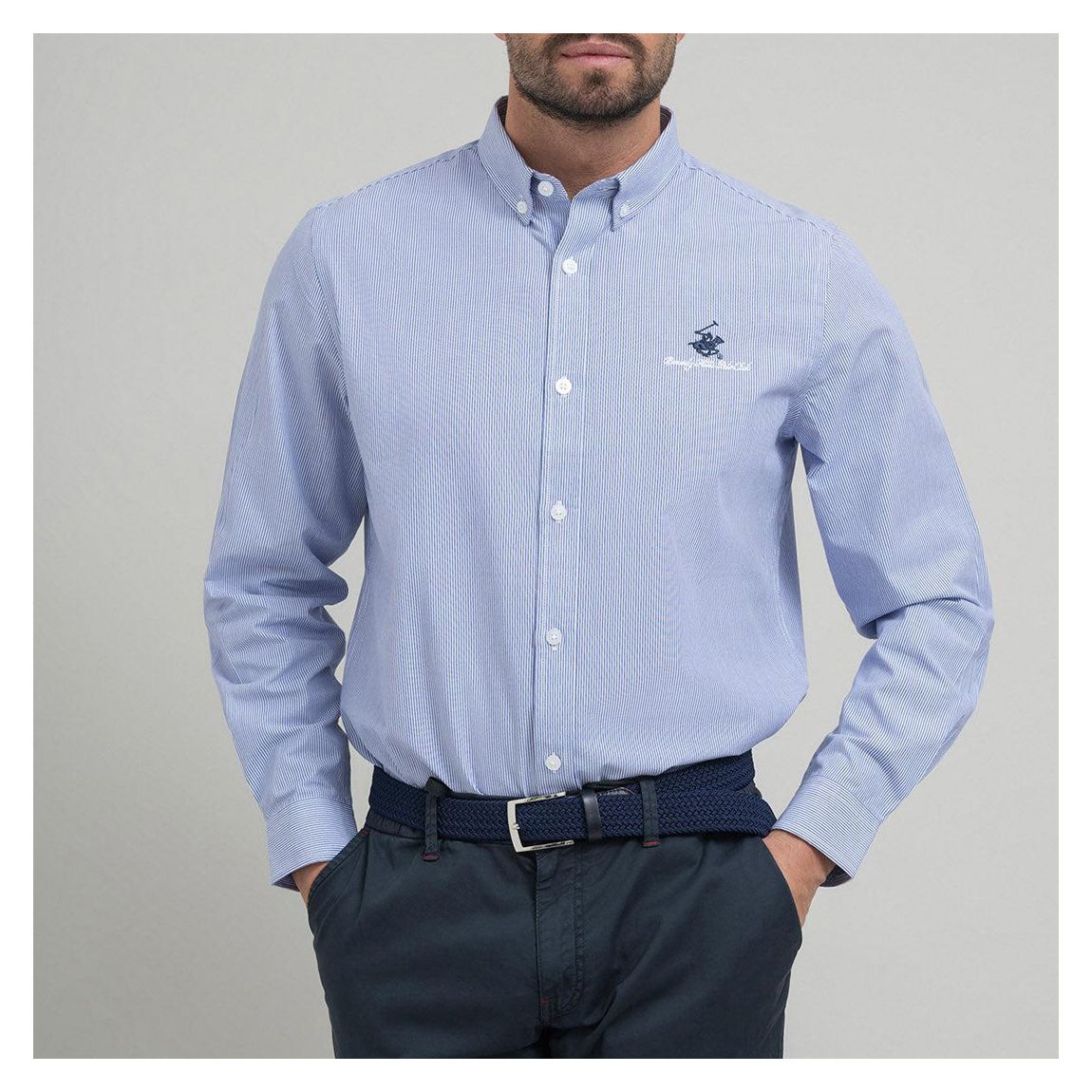 Blue Stripe Button Down Cotton Shirt main product photo
