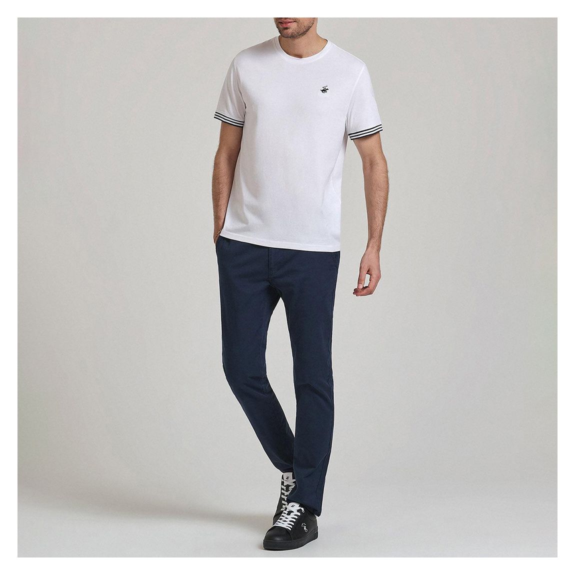 White Tipped Sleeve Cotton T-Shirt main product photo