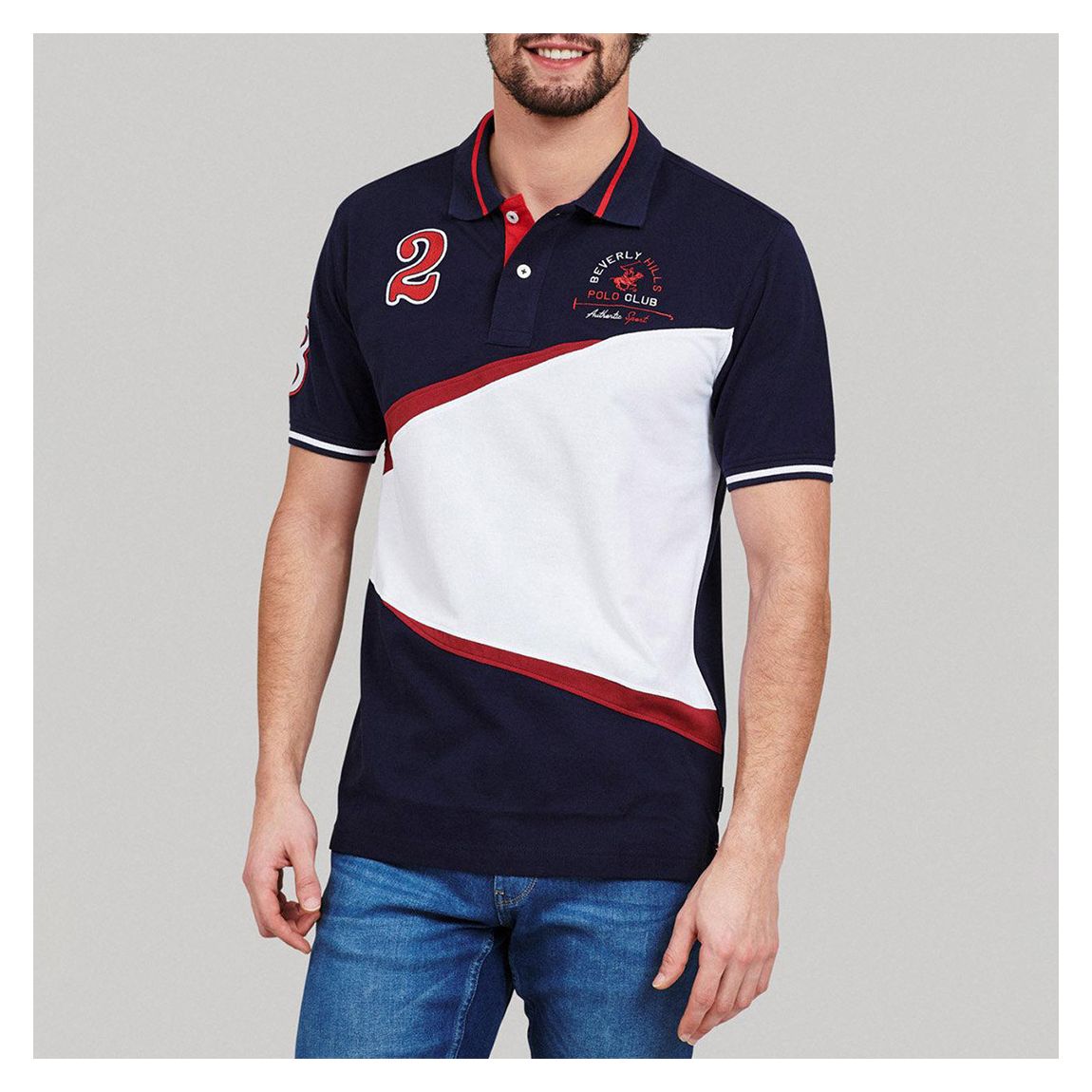 Navy Contrast Front Authentic Sport Polo Shirt main product photo
