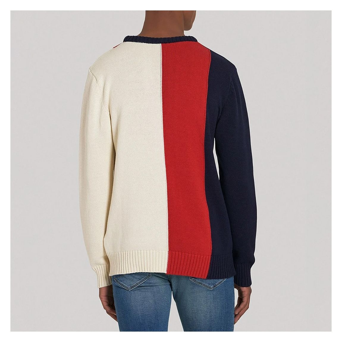 Navy Badge Patch Panel Cotton Jumper main product photo