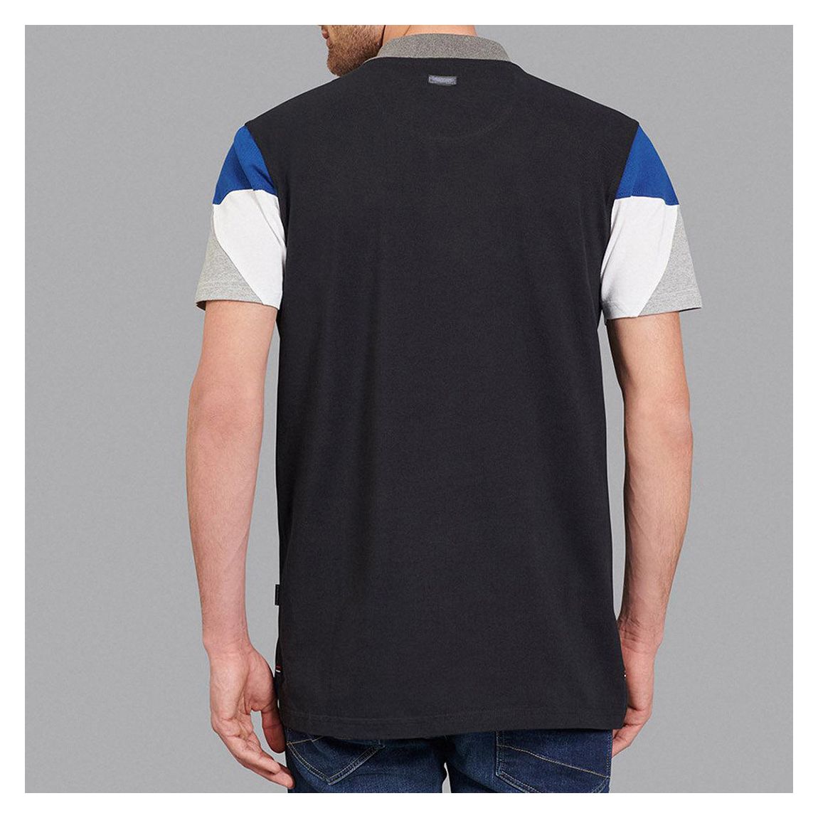 Black Geometric Team Contrast Triple Logo Polo Shirt main product photo