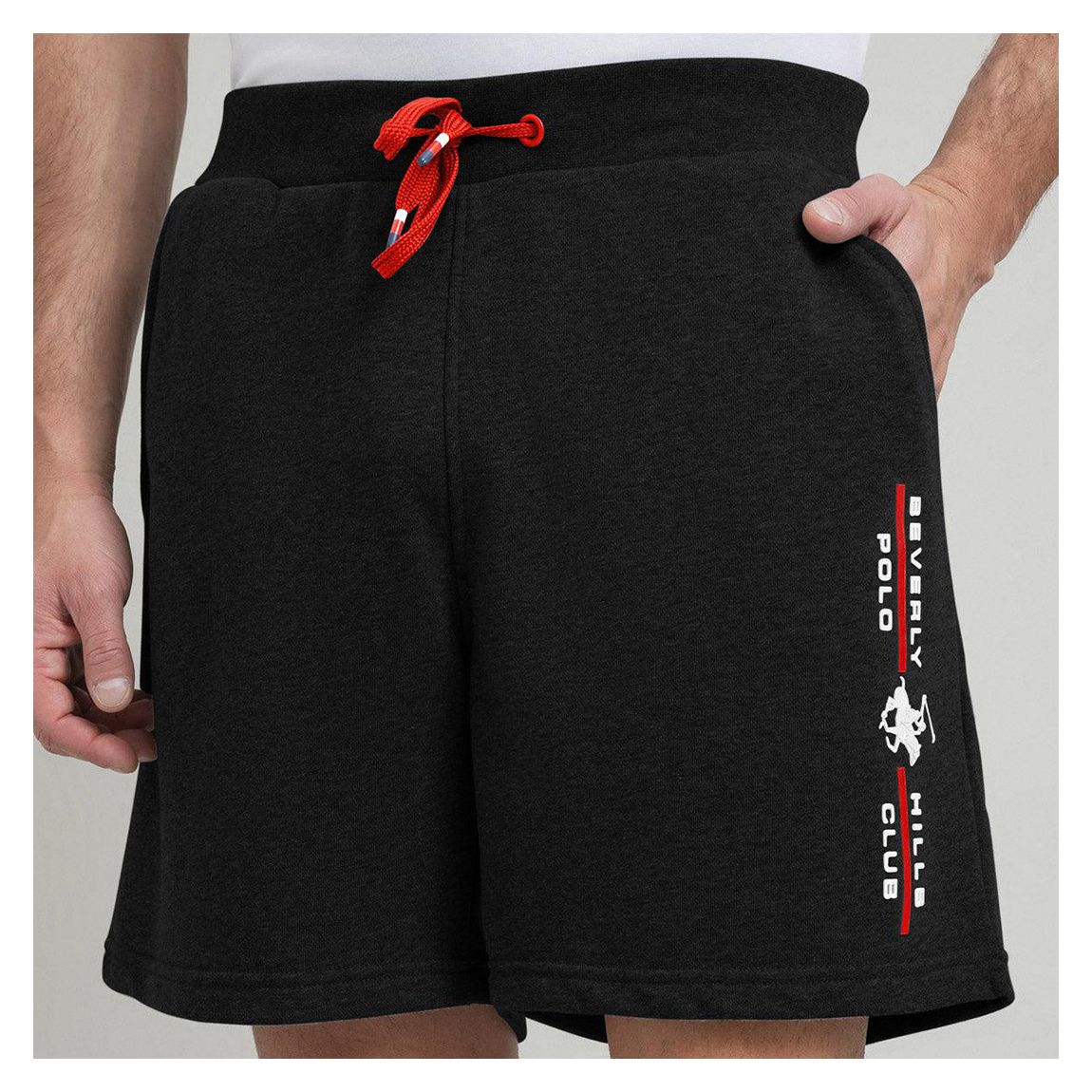 Black Sripe Logo Fleece Cotton Shorts main product photo