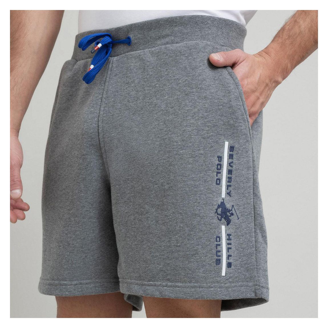 Dark Grey Stripe Logo Fleece Cotton Shorts main product photo