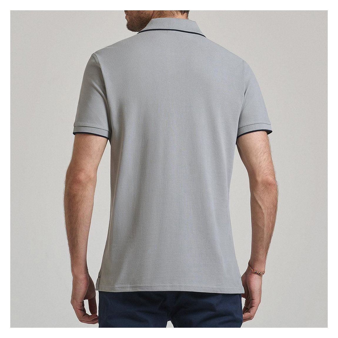 Grey Tipped Placket Tag Polo Shirt main product photo