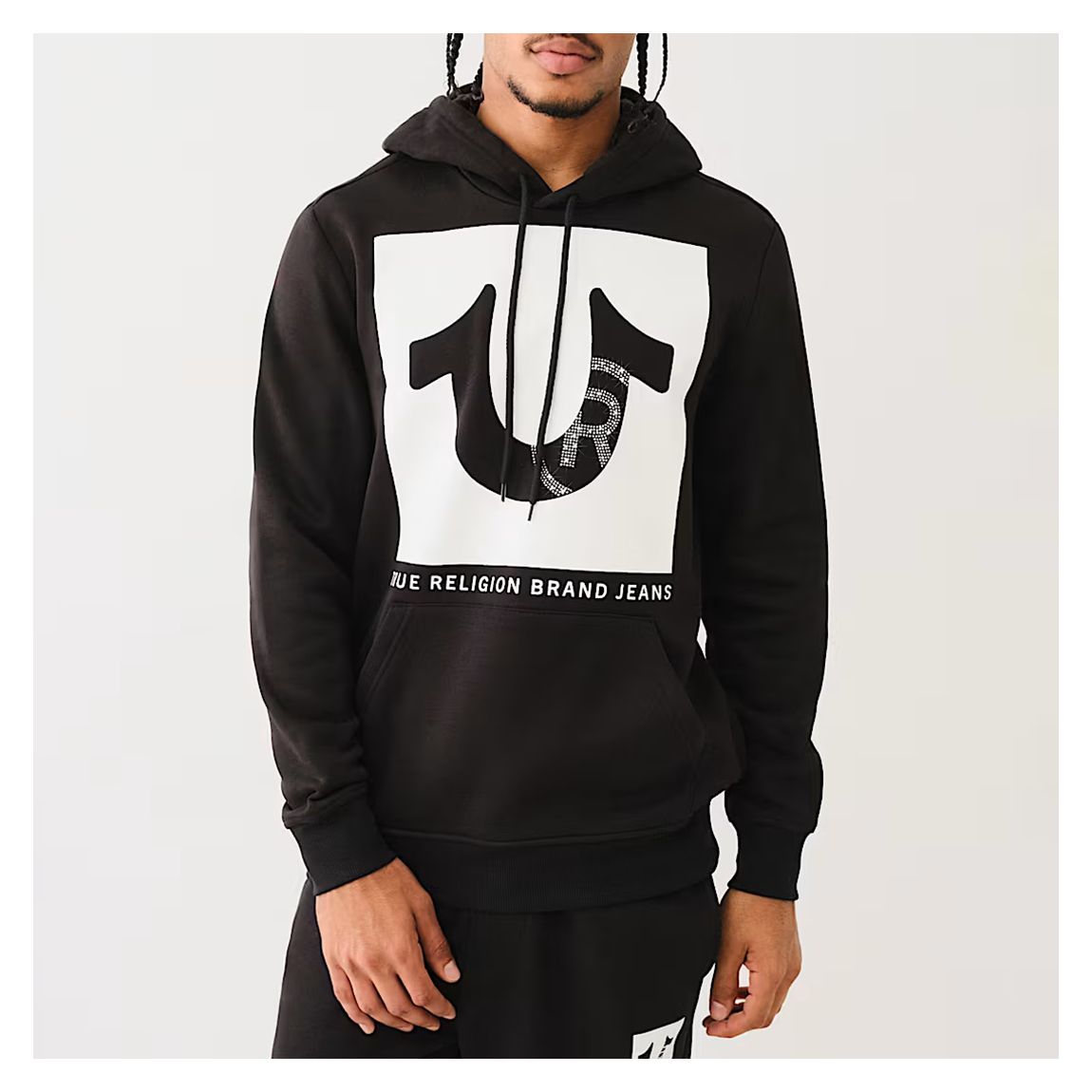 Black Registered Stud Cotton Blend Hoodie main product photo