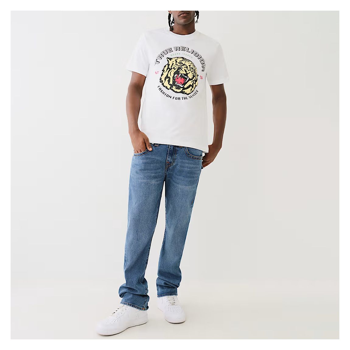 White Tiger Face Print Cotton T-Shirt main product photo