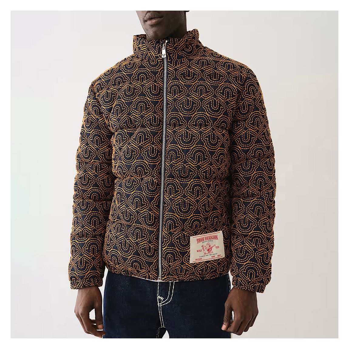 Black Multi Embroidery Cotton Puffer Jacket main product photo
