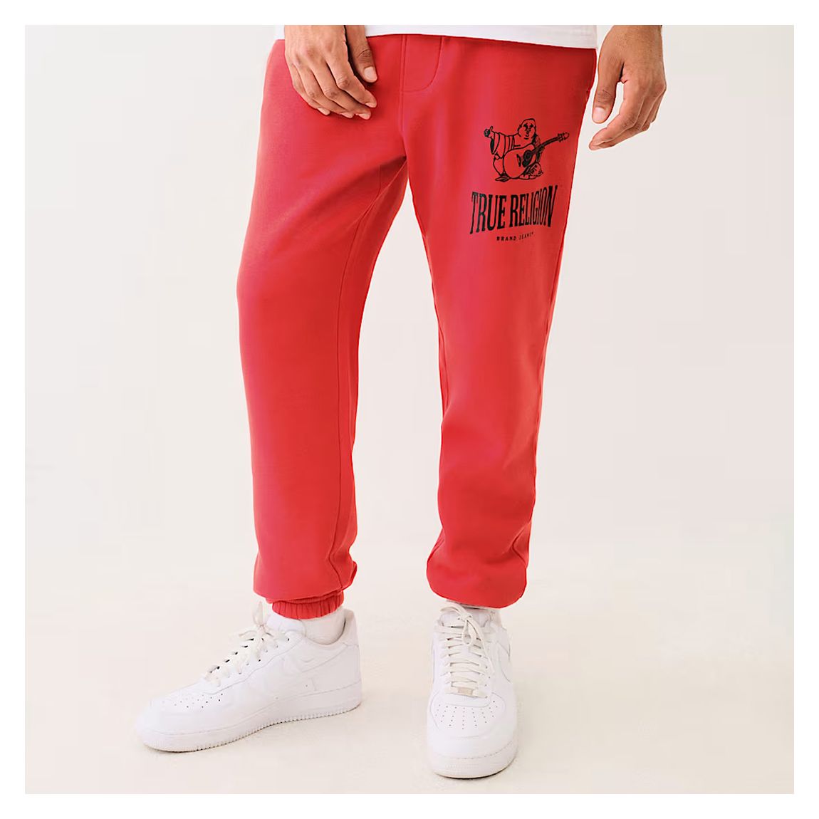 Red Vintage Crackle Cotton Blend Joggers main product photo