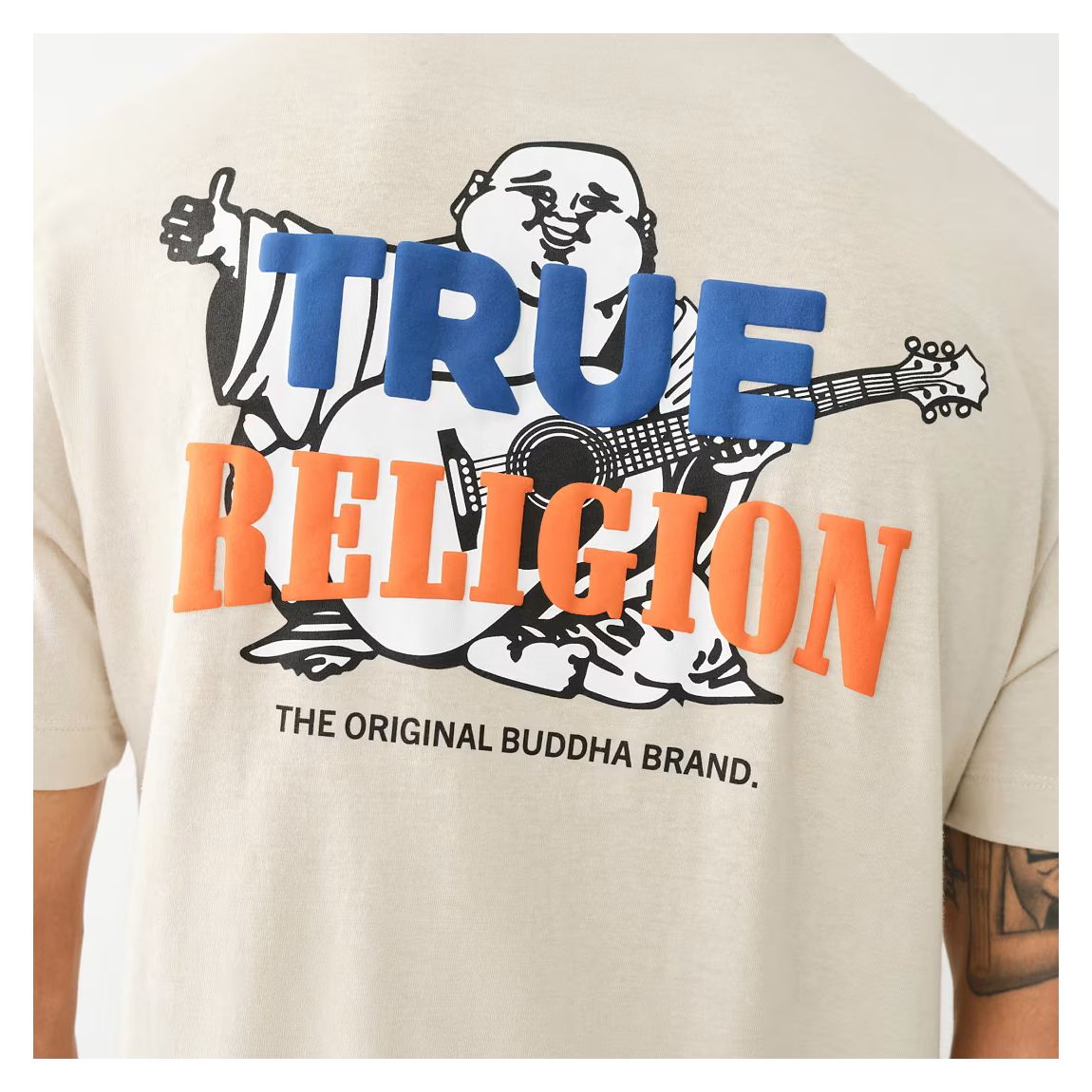 Ecru Buddha Print Cotton T-Shirt main product photo