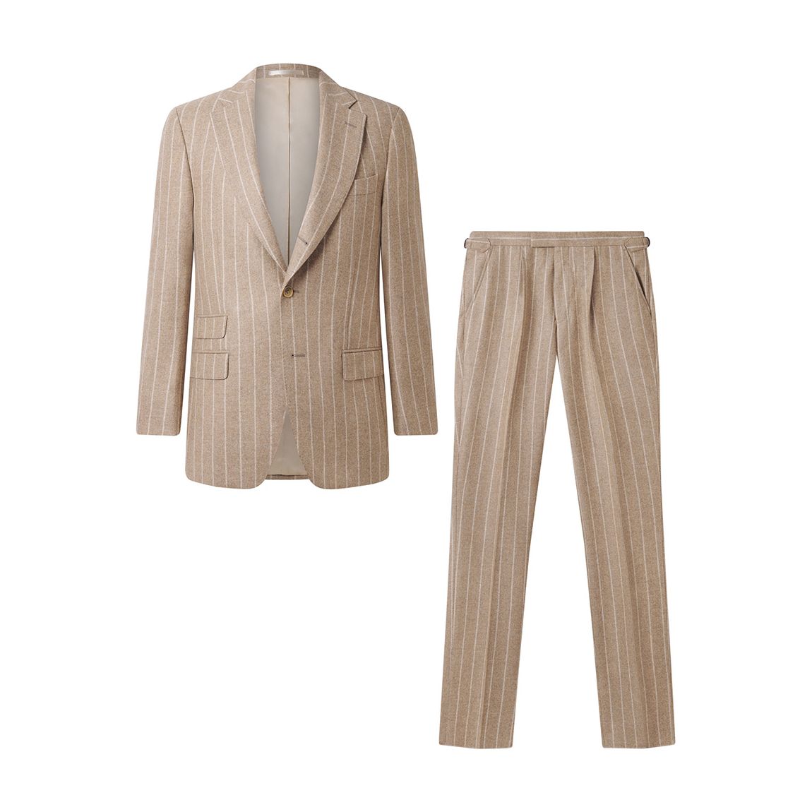 Beige Stripe 2 Piece Cashmere Blend Suit main product photo