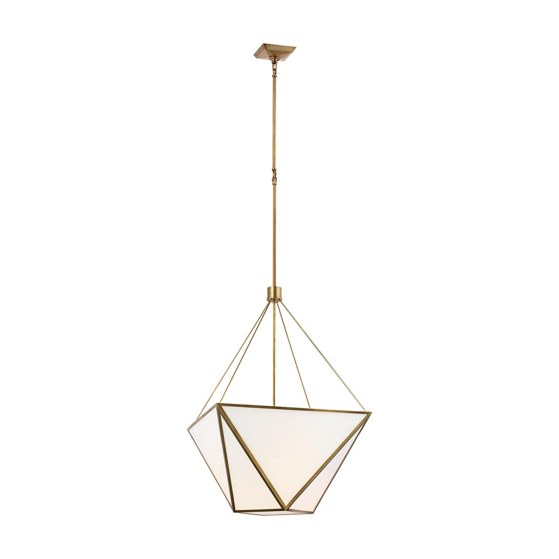 Lorino Large Lantern in Hand-Rubbed Antique Brass with White Glass main product photo