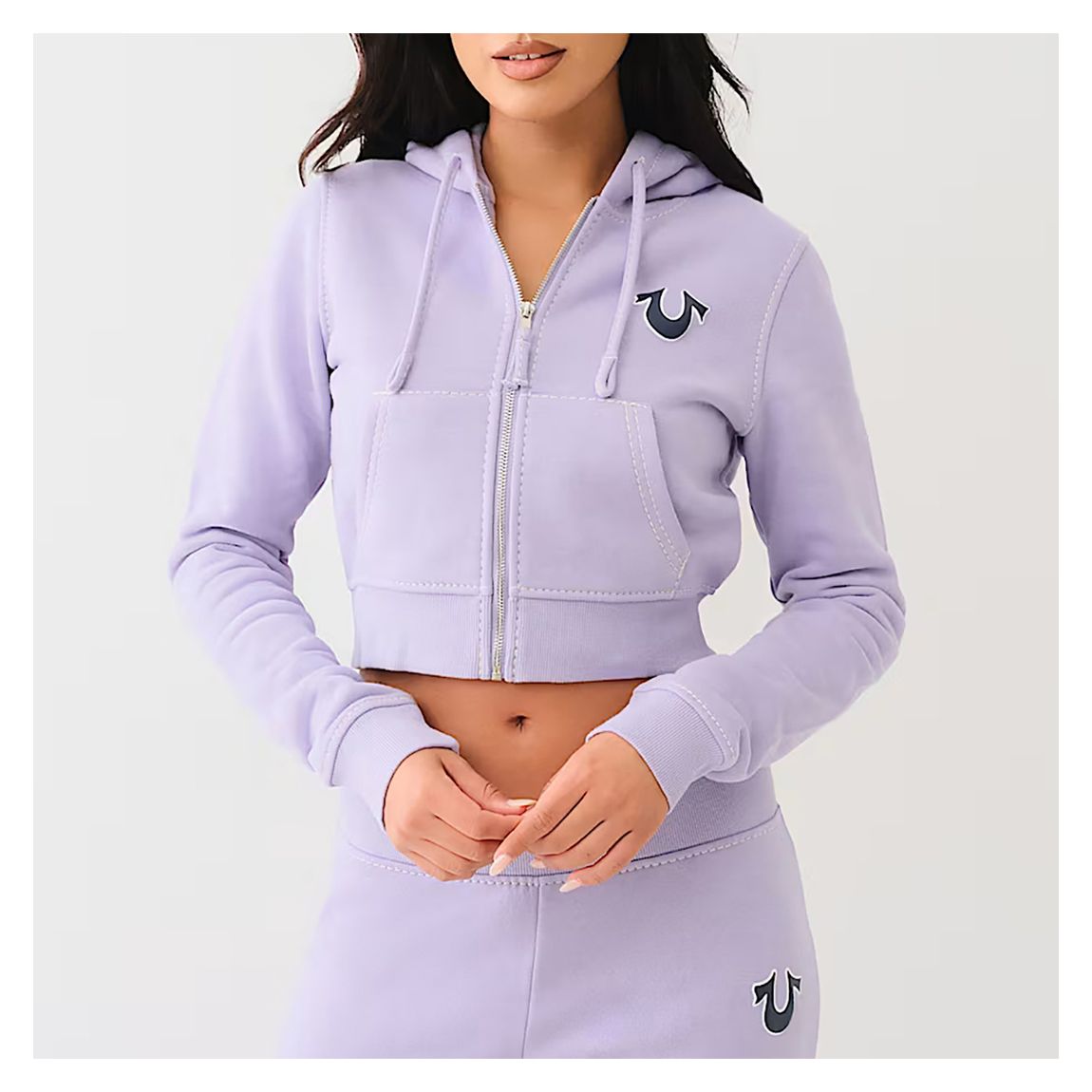 Purple Big T Shrunken Zip Cotton Blend Hoodie main product photo