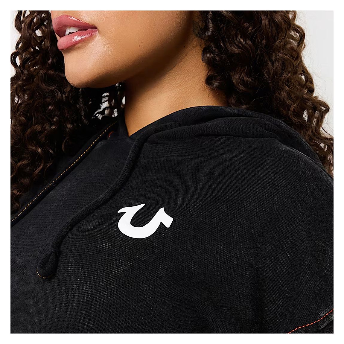 Washed Black Crop Cotton Blend Hoodie main product photo