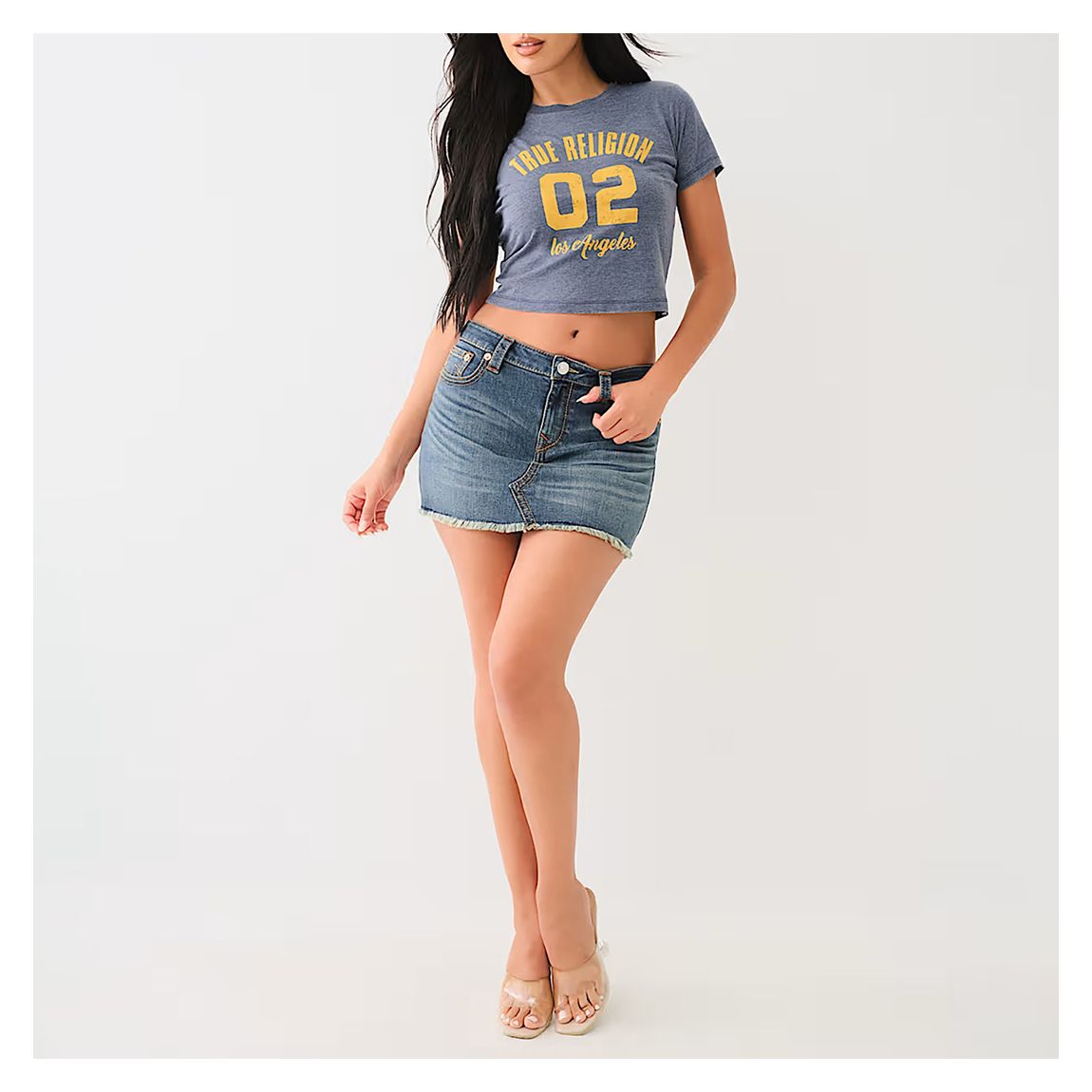 Dark Blue Sadie Stretch Denim Mini Skirt main product photo