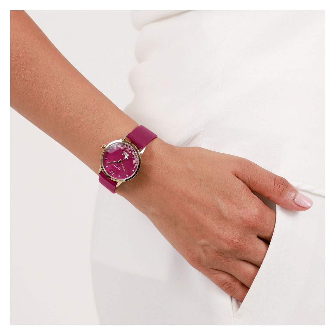Radley Ladies 25th Anniversary Dark Rose Open Shoulder Leather Strap Watch main product photo