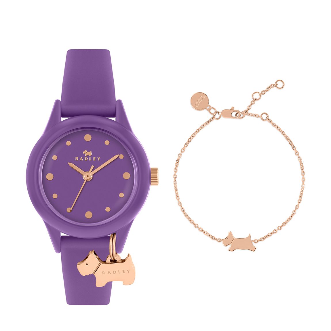 Rose Gold Amethyst Silicone Strap Watch main product photo