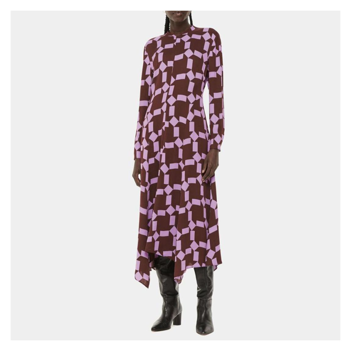 Burgundy/Purple Spun Check Midi Dress main product photo