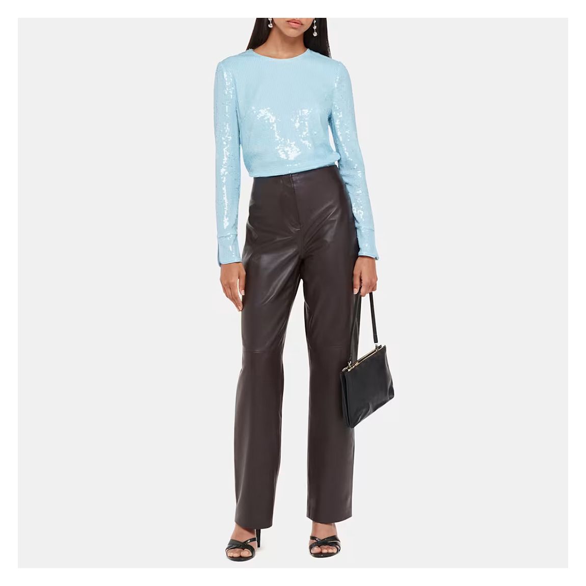 Pale Blue Sequin Minimal Tunic Top main product photo
