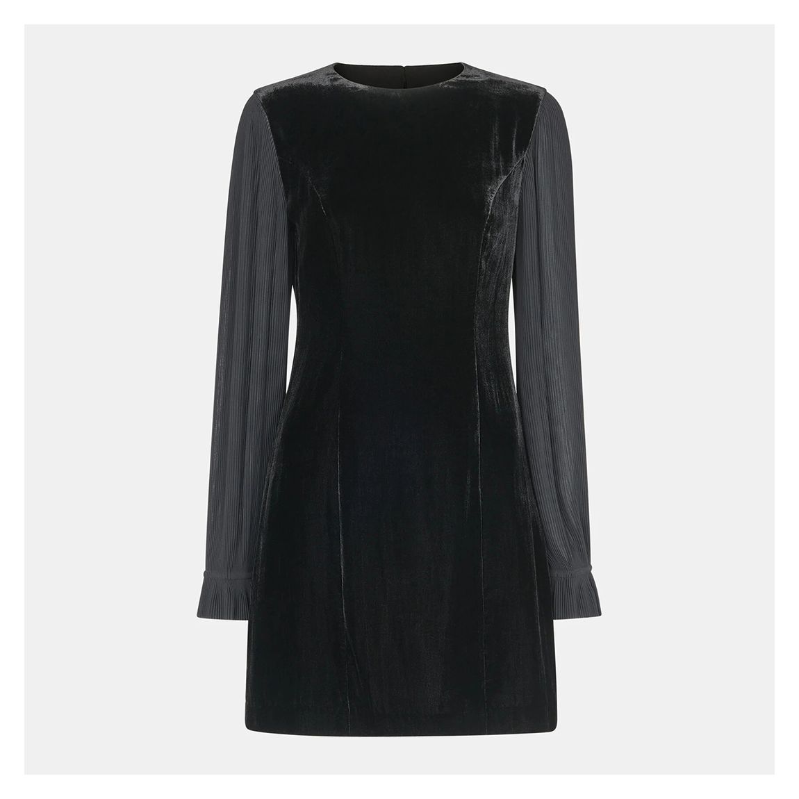 Black Velvet Pleat Sleeve Mini Dress main product photo