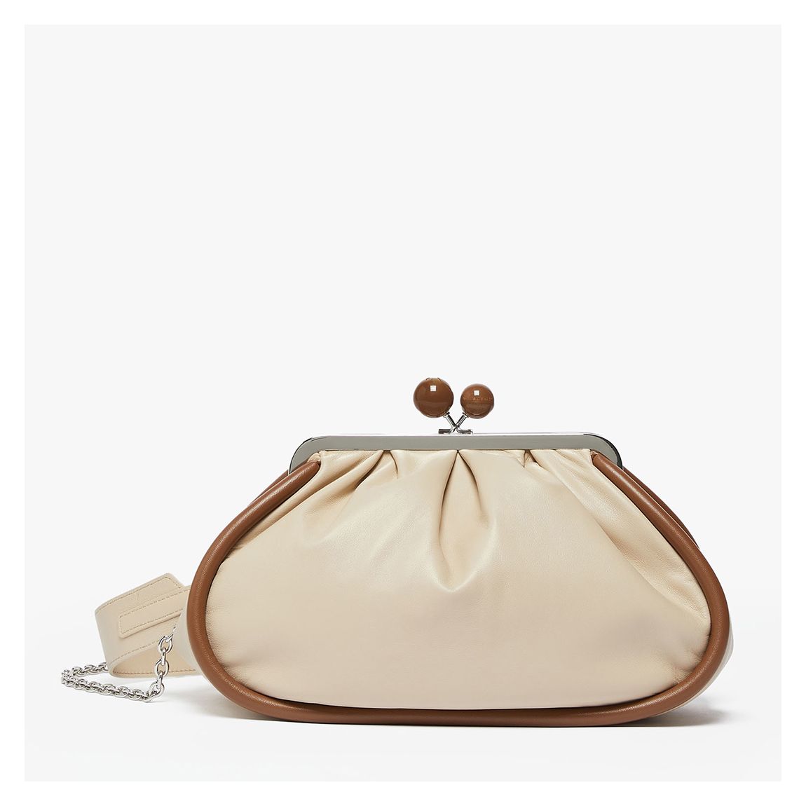 Ecru Lisotte Leather Clutch main product photo