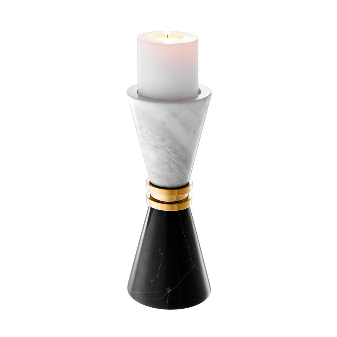 Diabolo Candle Holder, Black & White Marble main product photo