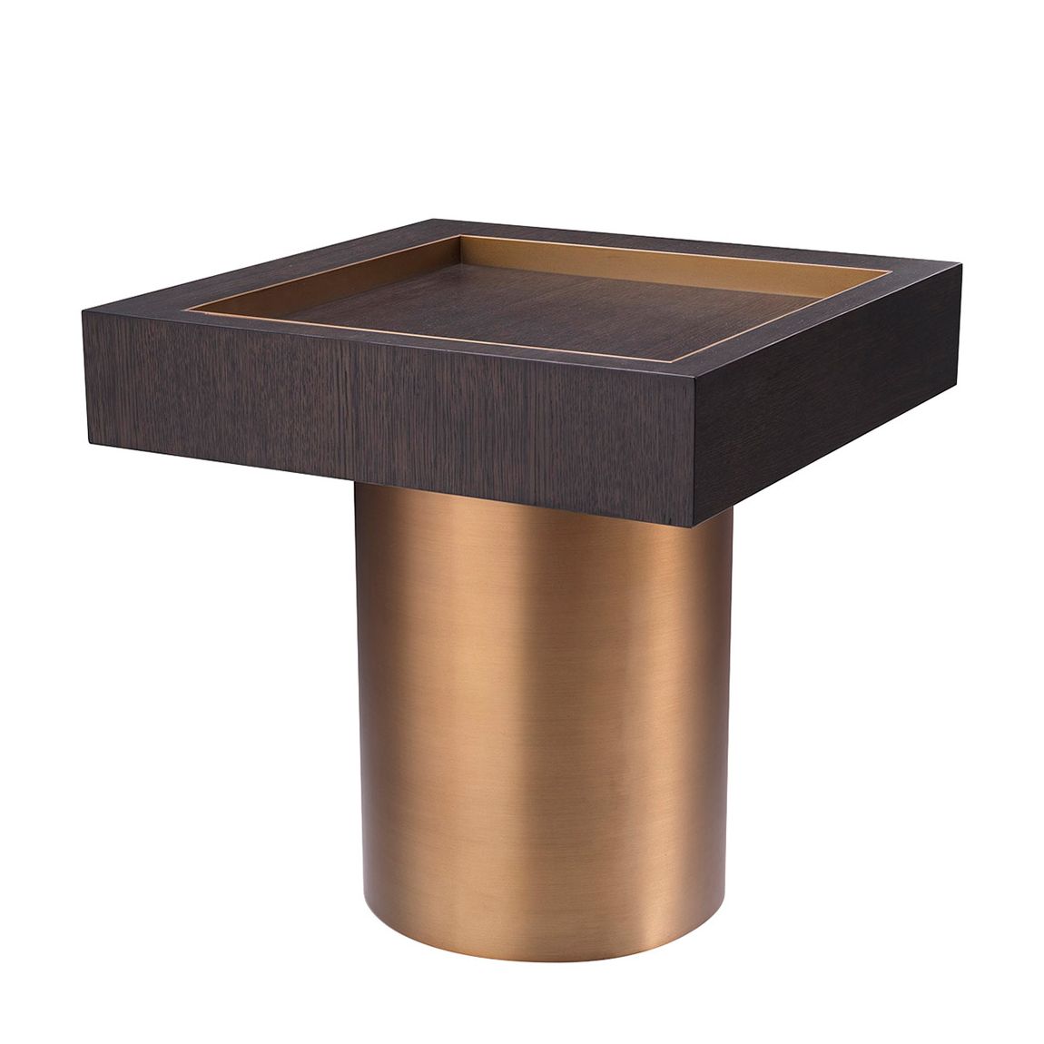 Otus Side Table, Square Mocha Oak & Amp, Brushed Brass main product photo