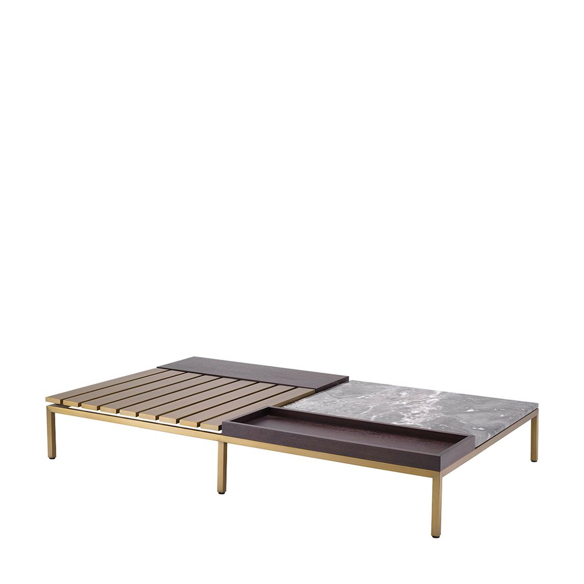 Forma Coffee Table, Brushed Brass & Amp, Grey Marble main product photo
