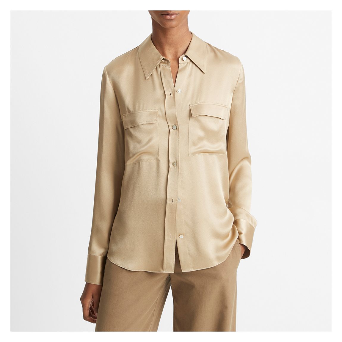 Beige Silk Chest Blouse main product photo