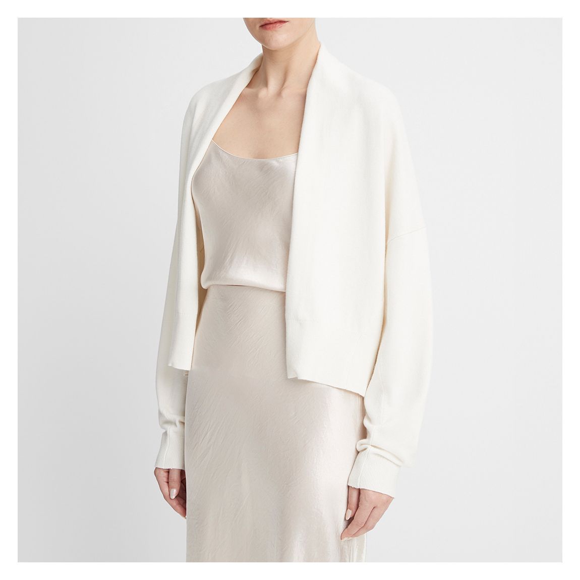 White Wool Blend Drape Front Cardigan main product photo