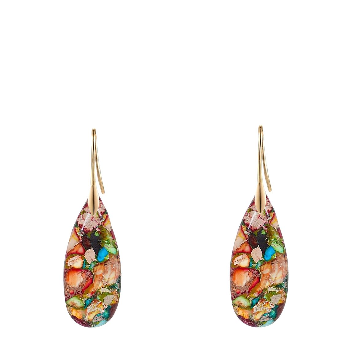 18K Gold Multi Color Turquoise Tear Drop Earrings main product photo