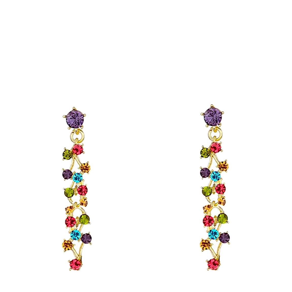 18K Gold Multi Color Gemstone Long Earrings main product photo