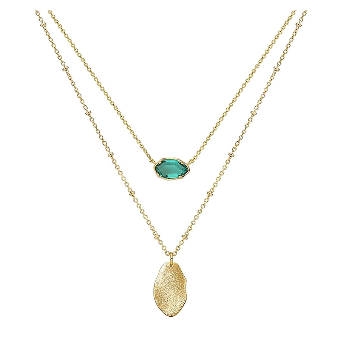 18K Gold Green Geometric Layer Necklace main product photo