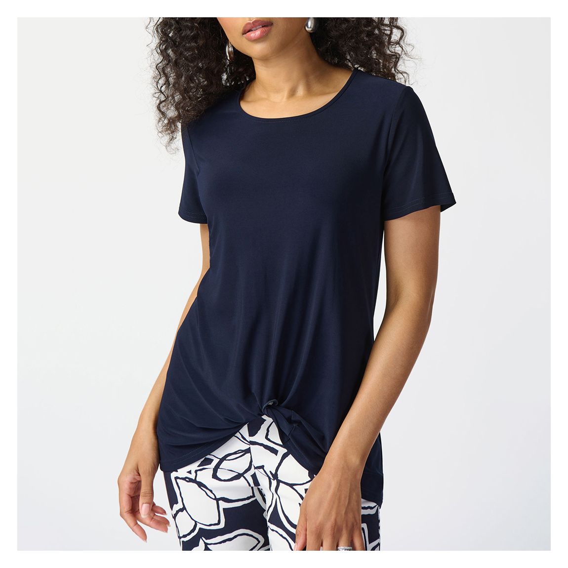 Navy Tie Front T-Shirt main product photo