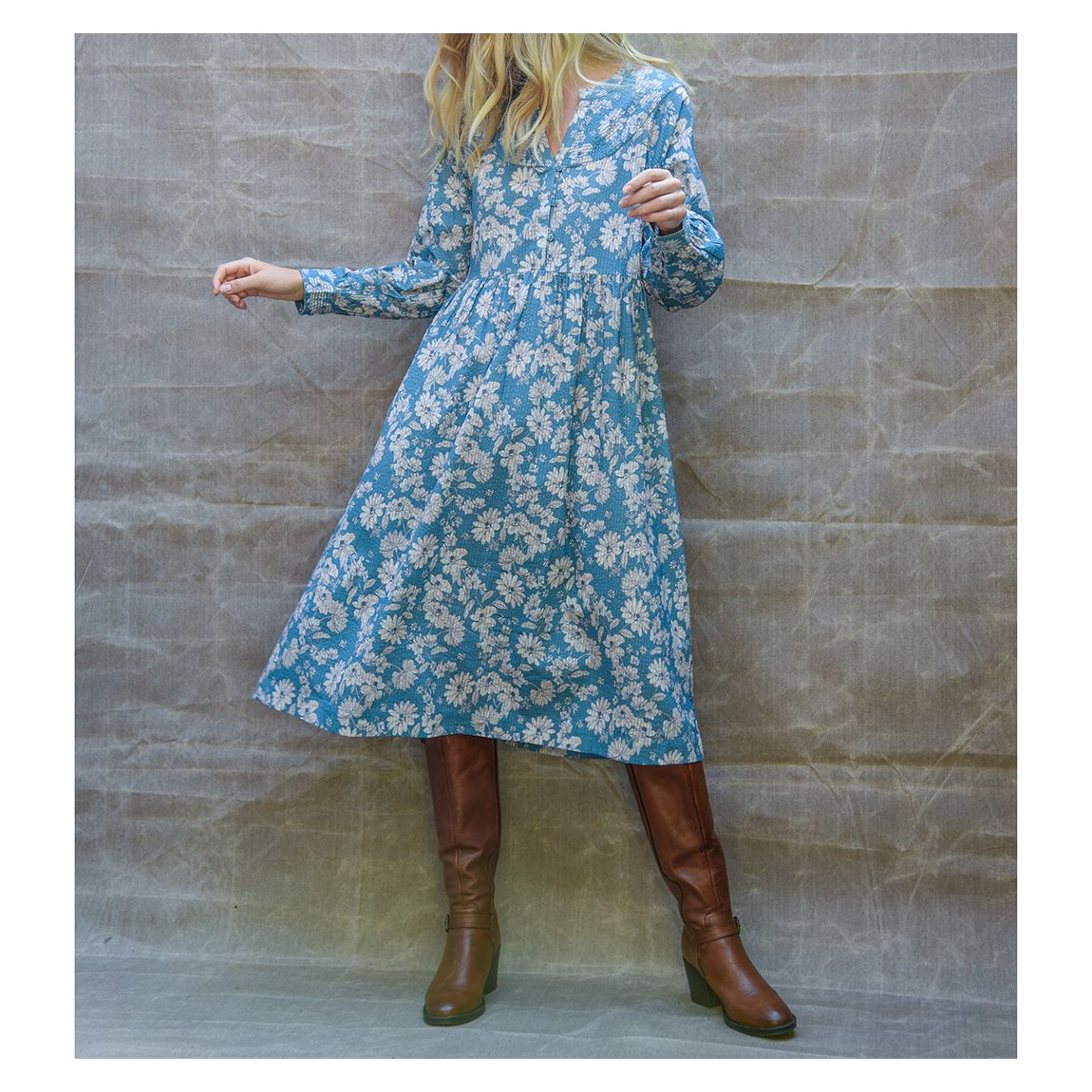 Blue Freya Cotton Midi Dress main product photo