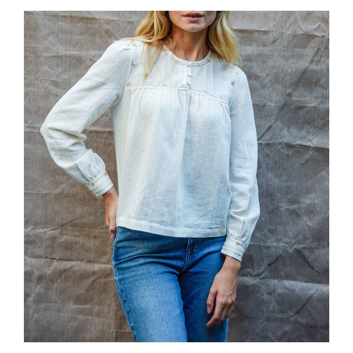 Ivory Elspeth Cotton Blouse main product photo