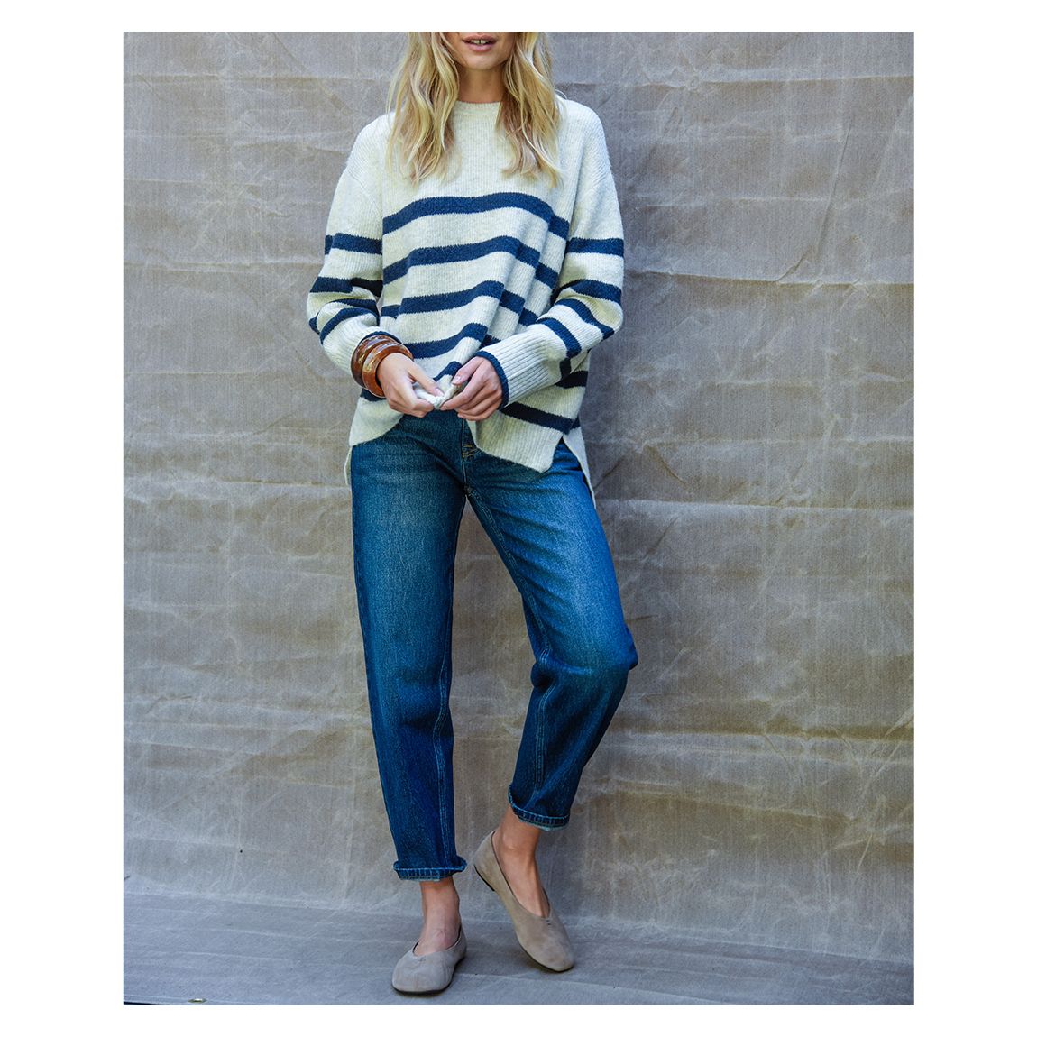 Cream Guernsey Wool Blend Jumper main product photo