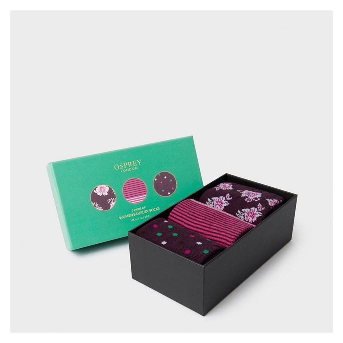Plum Multi 3pk Boxed Socks main product photo