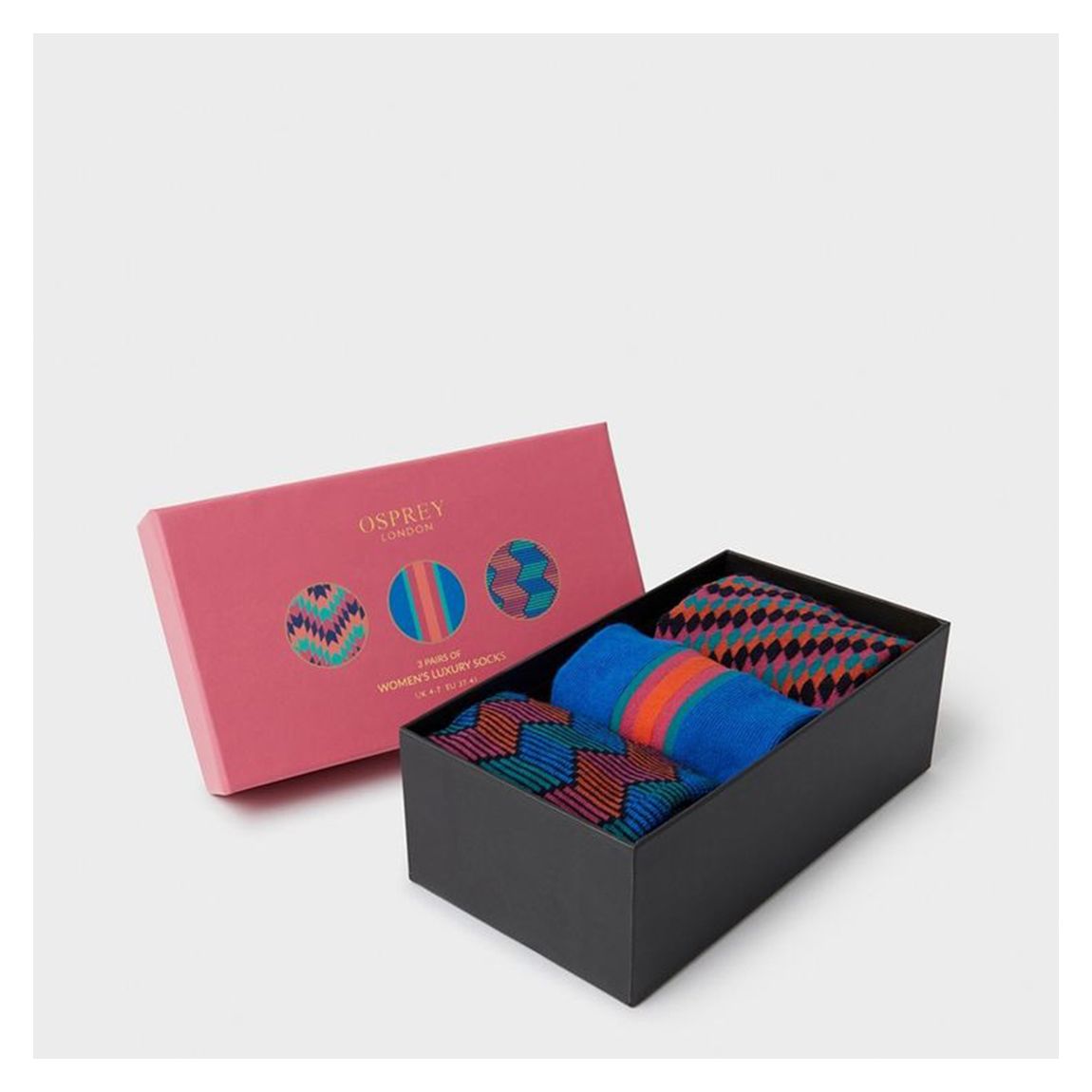 Geo Multi 3pk Boxed Socks main product photo