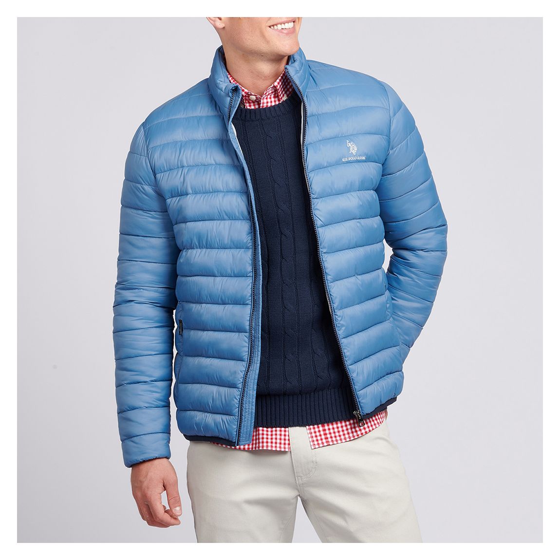 Blue Lightweight Bound Quilted Jacket main product photo