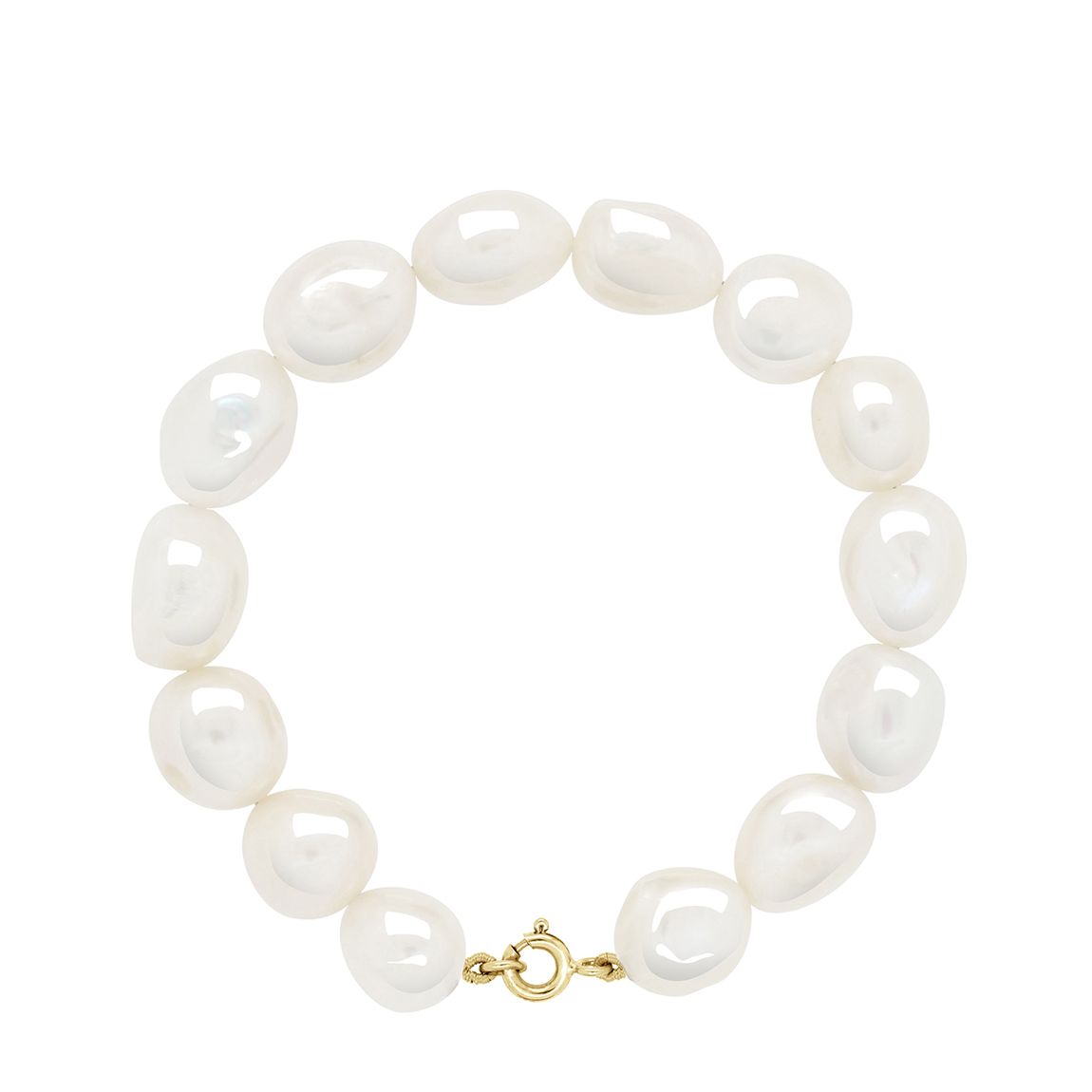 Gold And White Row Of Real Freshwater Pearl Bracelet 11-12 Mm main product photo