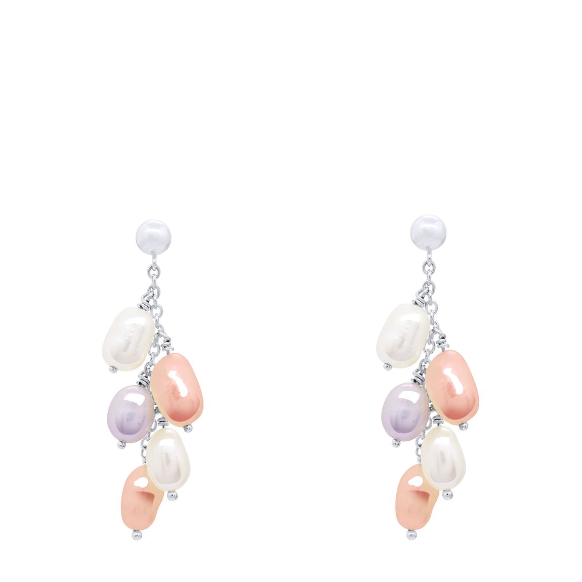 Multicolor Cluster Of 10 Freshwater Pearls Hanging Earrings 6-7 Mm main product photo