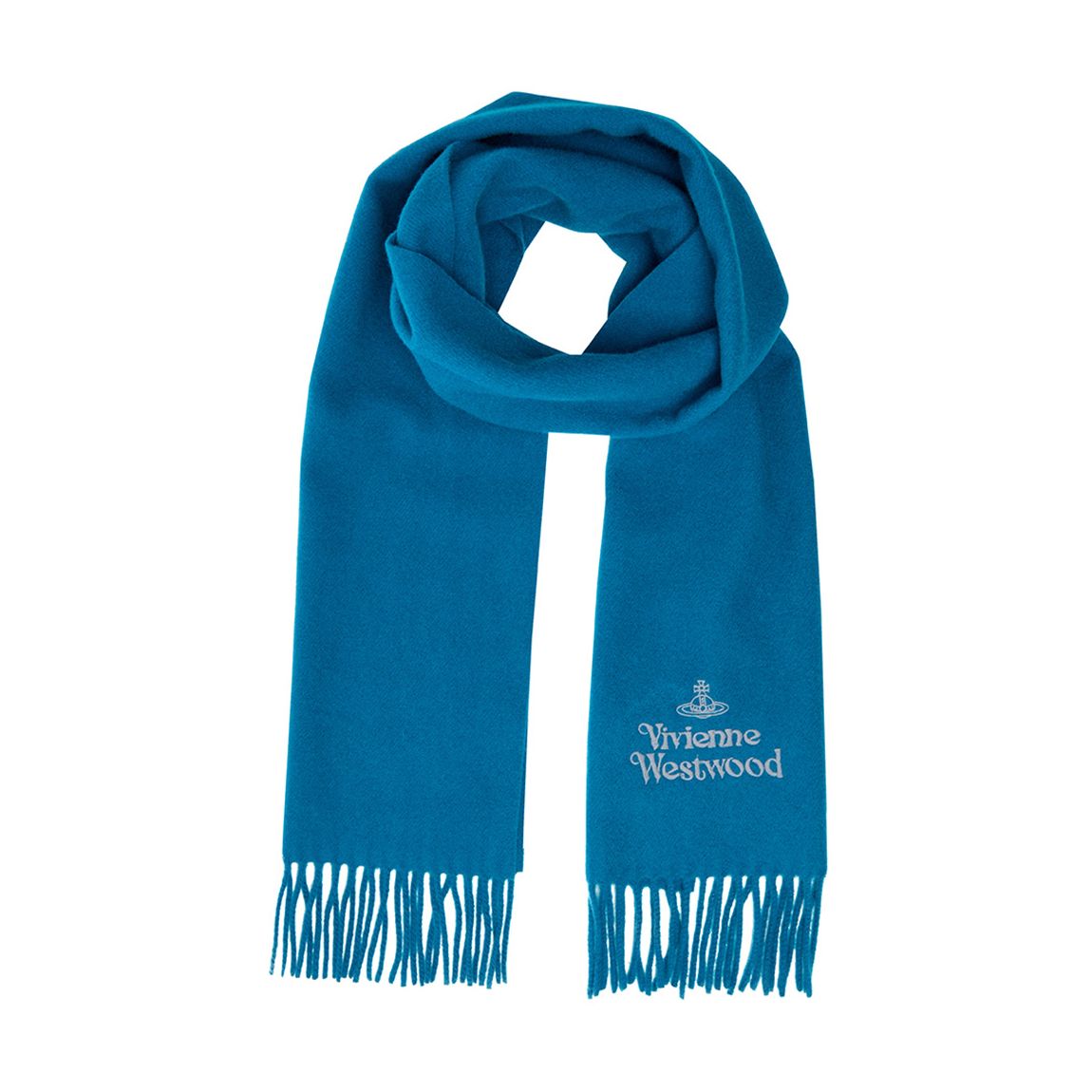 Petrol Blue Embroidered Grey Orb Scarf main product photo