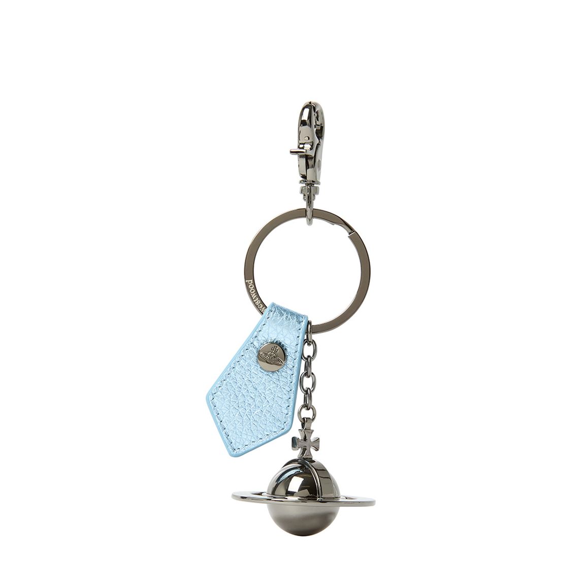 Light Blue Grain 3D Orb Gunmetal Keyring main product photo