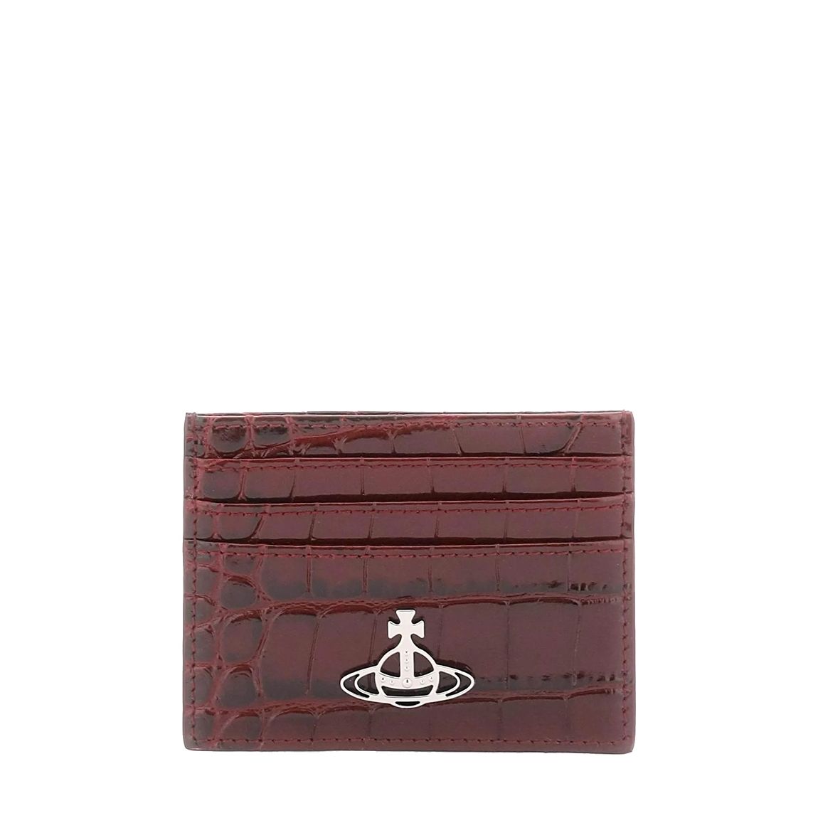 Burgundy Crocodile Card Holder main product photo