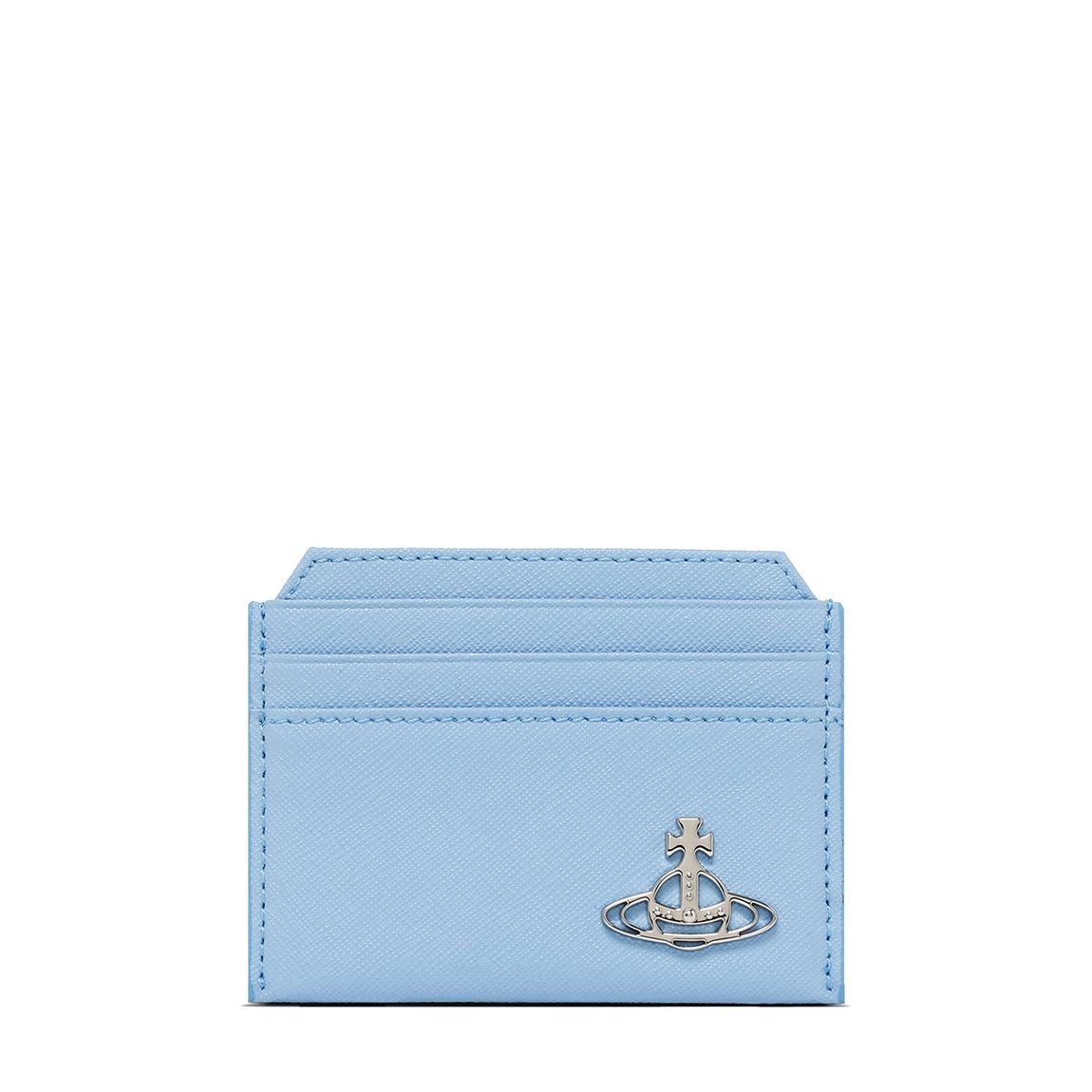 Light Blue Silver Slim Card Holder main product photo